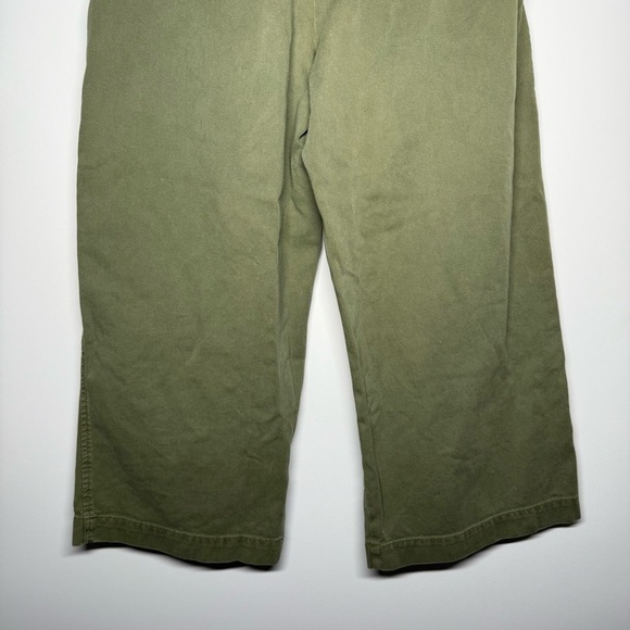 Anthropologie Maeve Green Wide Leg Cropped Pants | Utility Barrel Trouser 6 - Picture 6 of 10